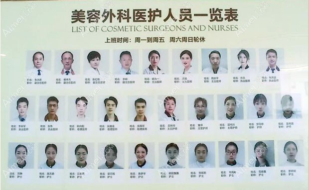 东莞壹加壹整形美容医院美容外科医护人员一览表