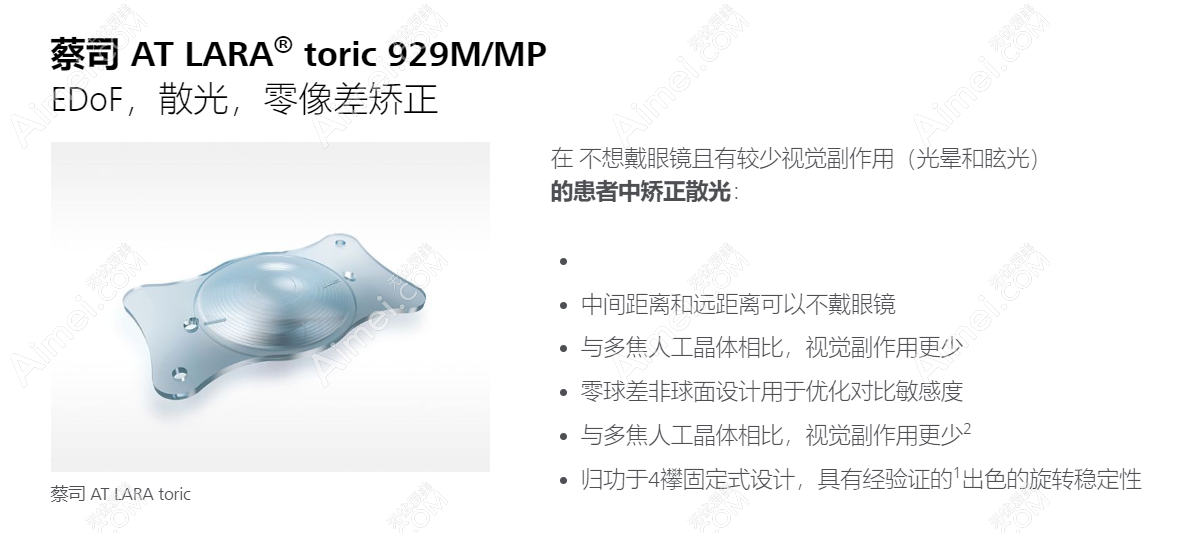 蔡司929散光人工晶体价格和参数 蔡司929散光人工晶体价格和参数