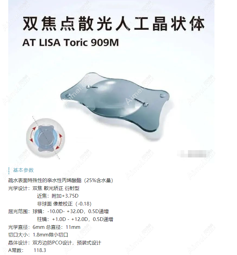 蔡司909散光人工晶体参数图片 蔡司909散光人工晶体参数图片
