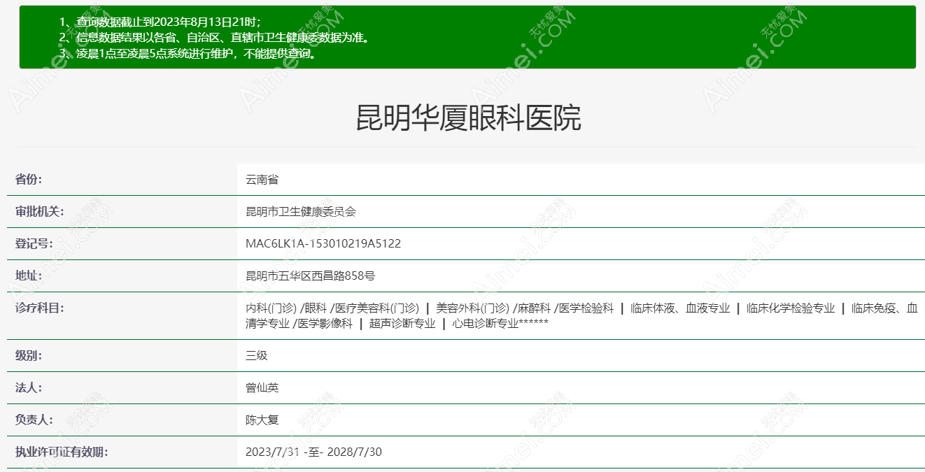 昆明华厦眼科医院是靠谱正规眼科医院