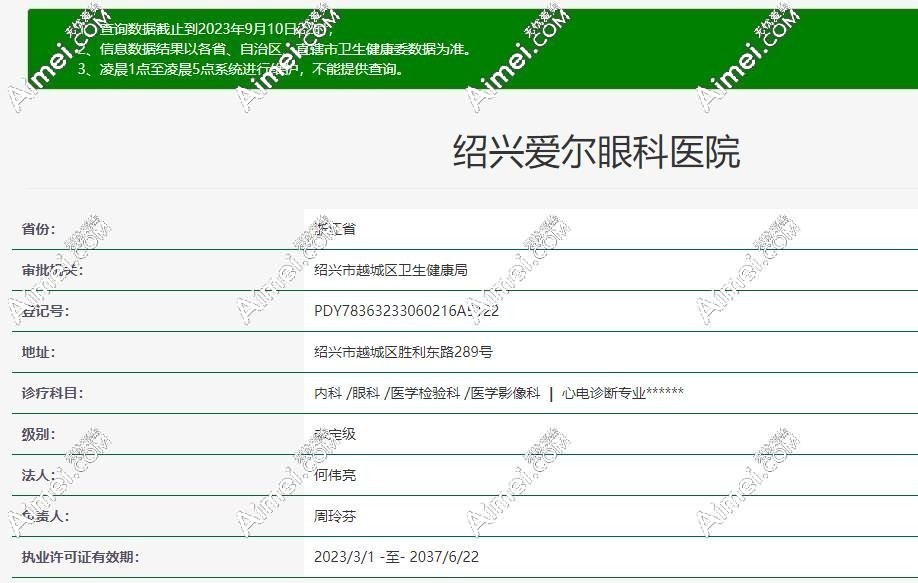 绍兴爱尔眼科是正规私立医院,每天8点上班地址在胜利东路