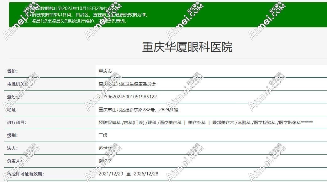 重庆华厦眼科医院资质 重庆华厦眼科医院资质