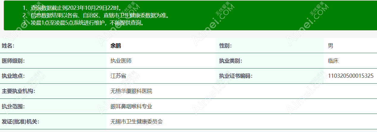 余鹏 无锡华厦眼科医院医生