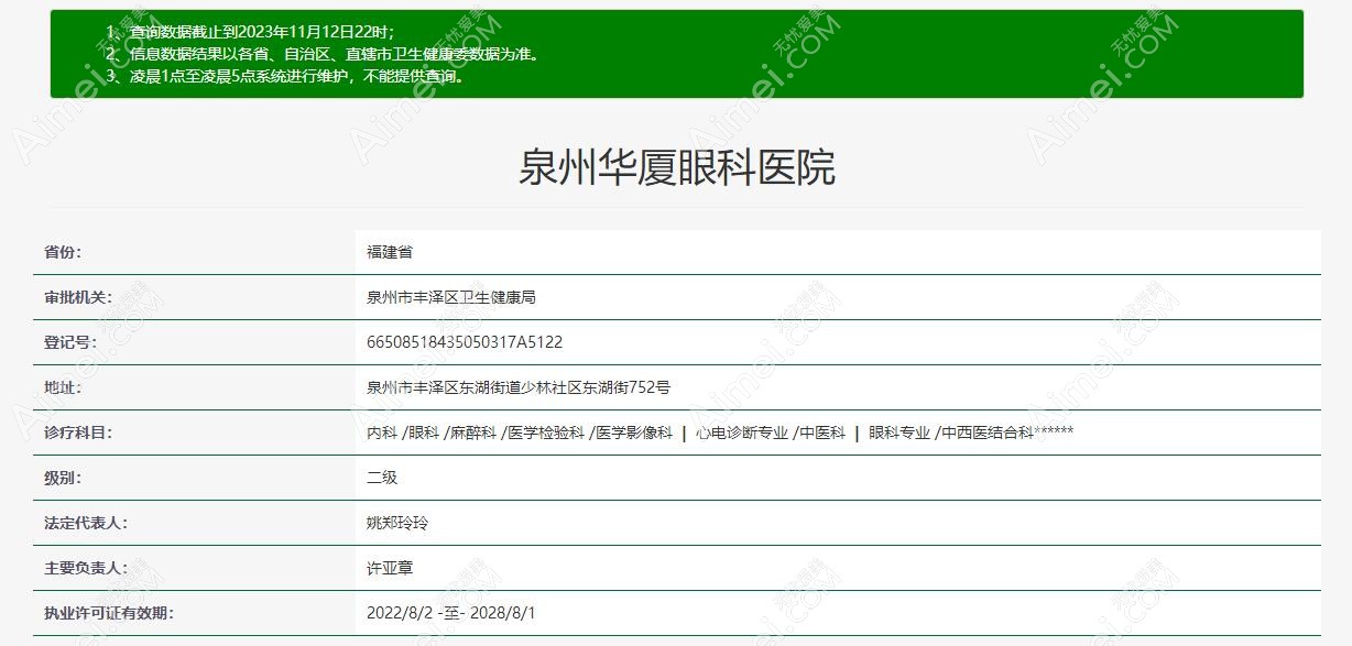 泉州华厦眼科医院资质