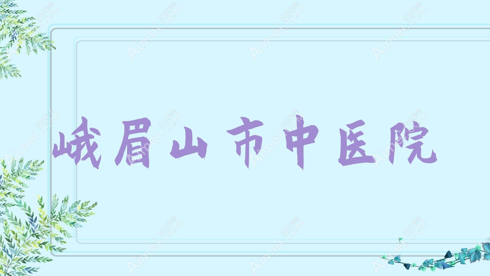 峨眉山市中医院 峨眉山市中医院