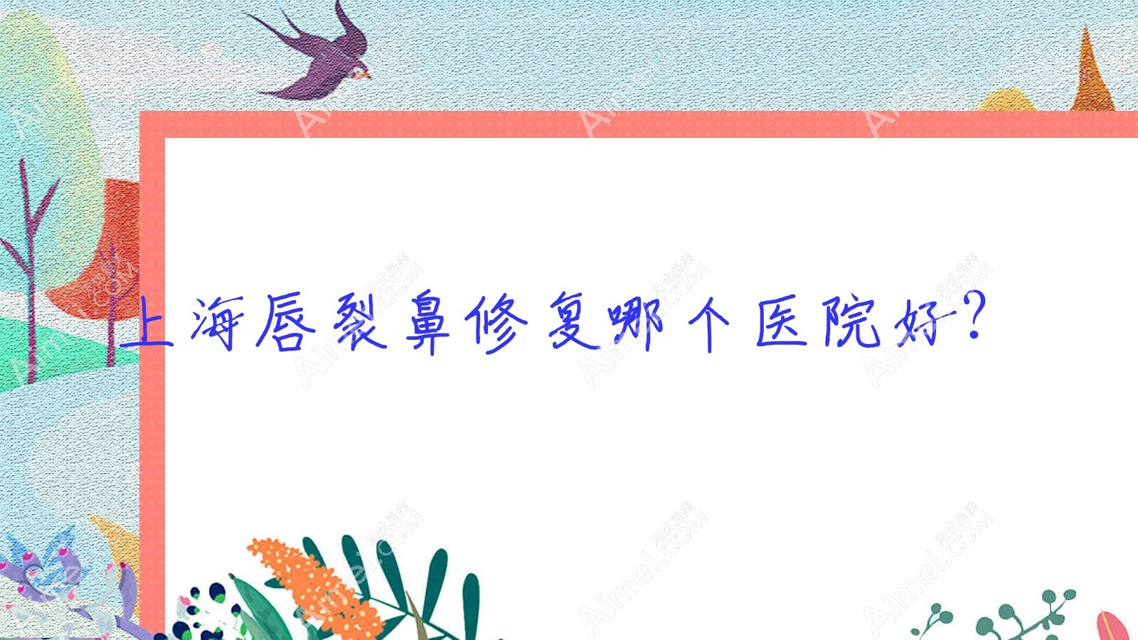 上海唇裂鼻修复哪个医院好?2024排行:医渡/星颜卉/臻景等入选!附价格表