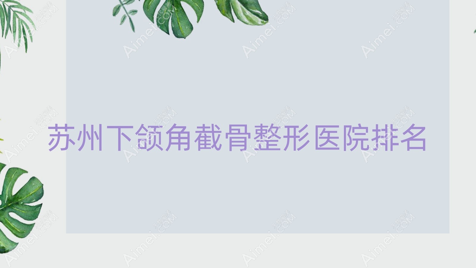 苏州下颌角截骨好的医院排名:下颌角截骨好的专业医院除了玛恩还有这10家