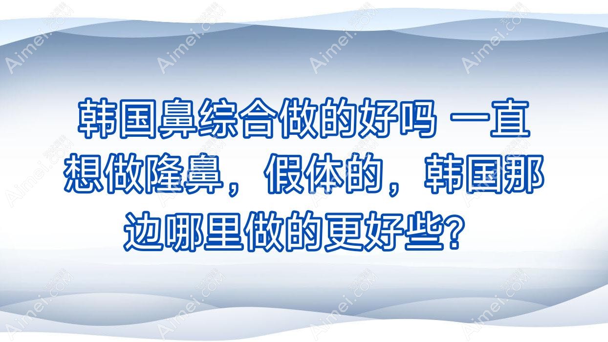 韩国鼻综合做的好吗 一直想做隆鼻，假体的，韩国那边哪里做的更好些？