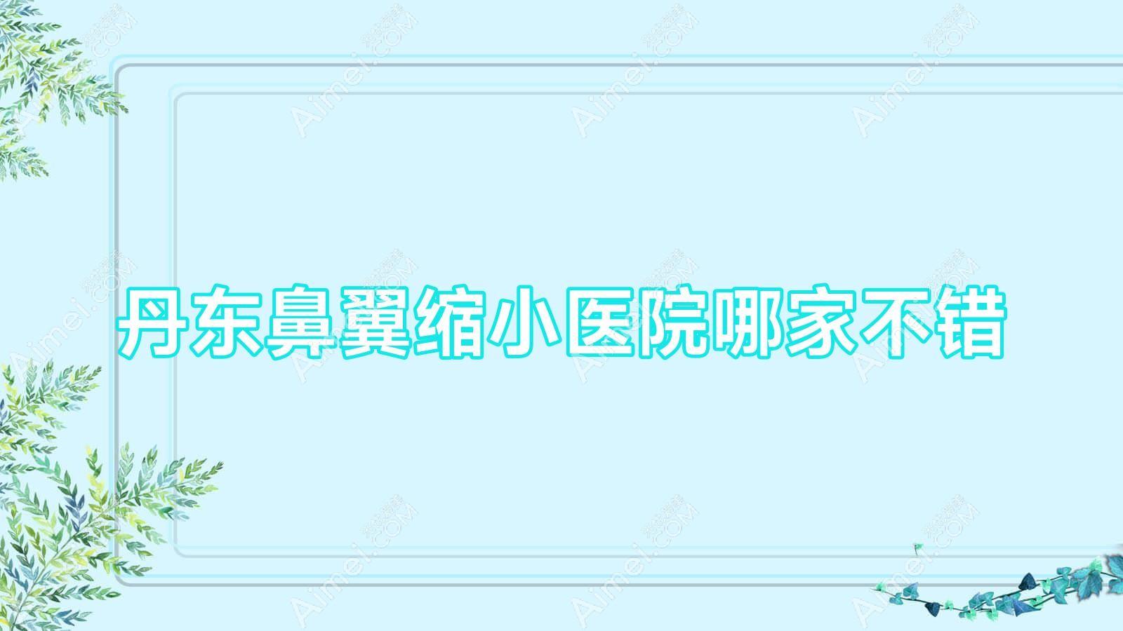 丹东鼻翼缩小医院哪家不错?做切开鼻孔法缩鼻翼/手术缩鼻头的医院有这10家