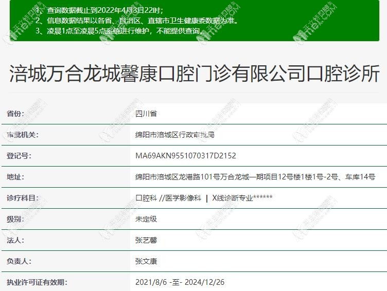 绵阳涪城万合龙城馨康口腔诊所