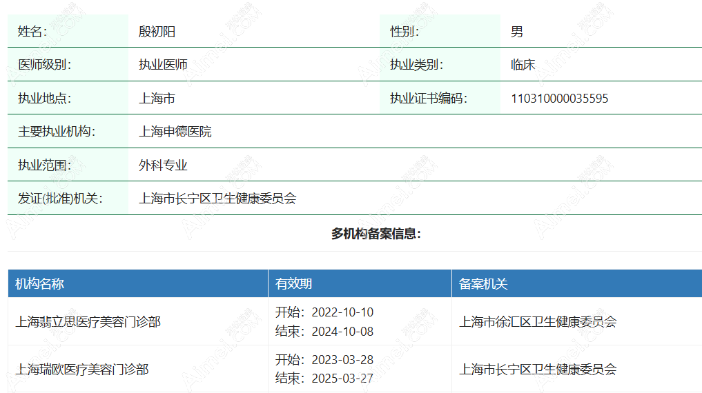殷初阳资质信息 殷初阳资质信息