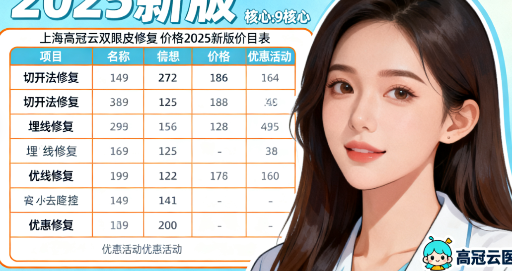 上海高冠云双眼皮修复价格贵吗?2025新版价目表曝光,对比5家医院这3点最关键