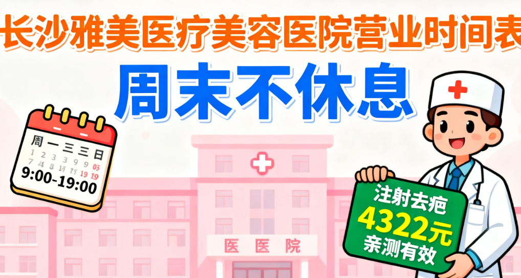 长沙雅美医疗美容医院营业时间表来啦!周末不休息,注射去疤4322元亲测有效