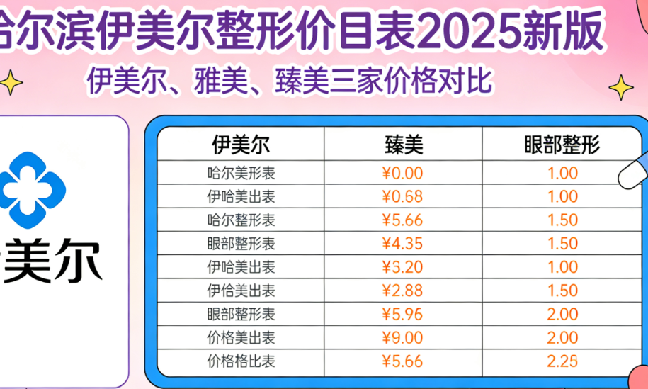 哈尔滨伊美尔整形价目表