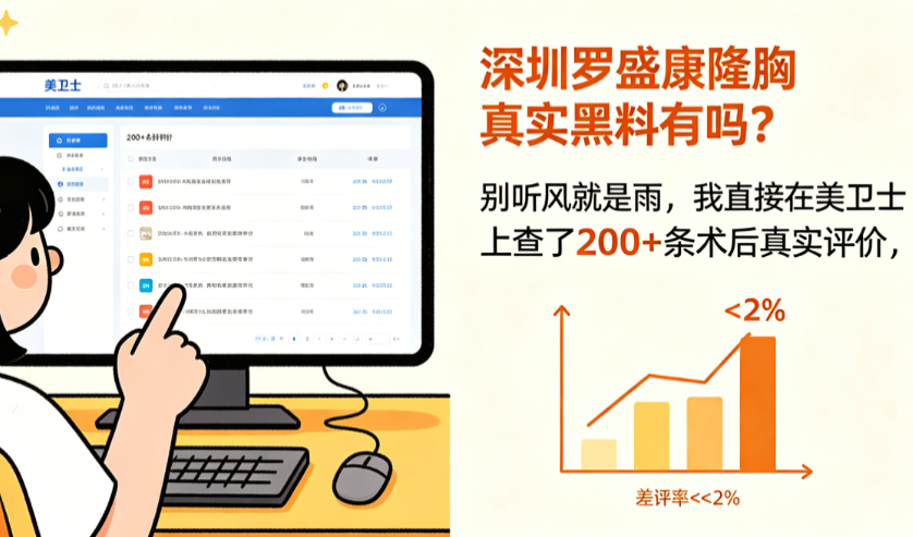 深圳罗盛康隆胸真实黑料有吗?别听风就是雨,我直接在美卫士上查了200+条术后真实评价,差评率不到2%