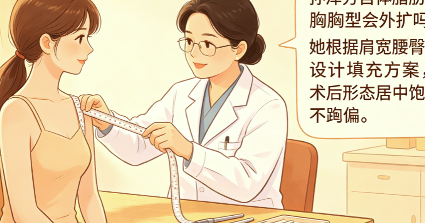 孙泽芳自体脂肪隆胸胸型会外扩吗？她根据肩宽腰臀比设计填充方案，术后形态居中饱满不跑偏