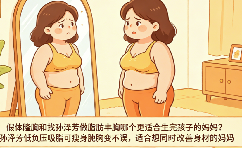 假体隆胸和找孙泽芳做脂肪丰胸哪个更适合生完孩子的妈妈?孙泽芳低负压吸脂可瘦身丰胸两不误,适合想同时改善身材的妈妈