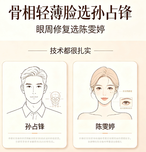 孙占锋和陈雯婷谁技术好？技术都很扎实，骨相轻薄脸选孙占锋，眼周修复选陈雯婷